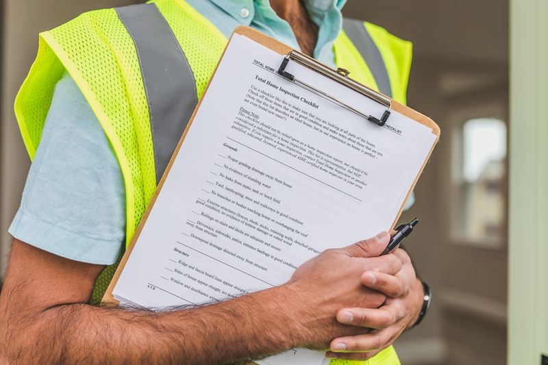 an inspector holding home inspection checklist
